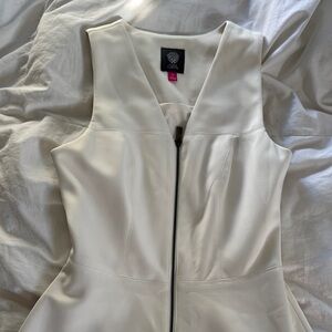 White Sleeveless Zip-Up Dress